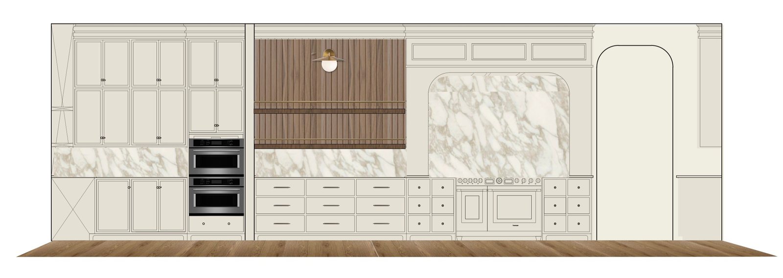 Mountainside rendered elevation of the range wall